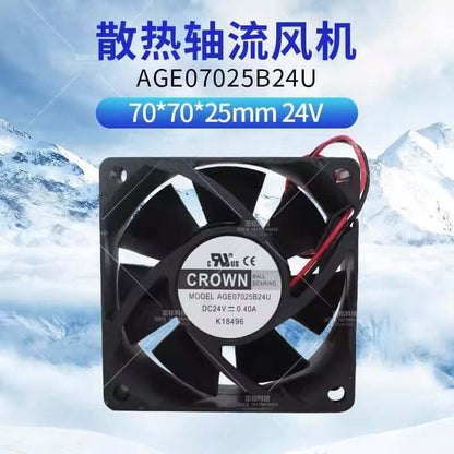 new CROWN AGE07025B24U 7025 DC24V 0.40A 7CM 2-Wire Inverter Cooling Fan