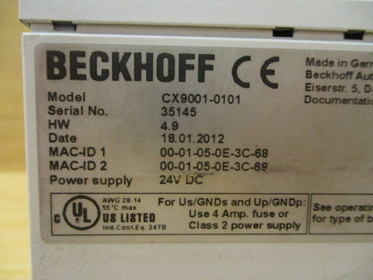 Beckhoff CX9001-0101 CPU Module CX99010101 HW: 4.9 - BECKHOFF