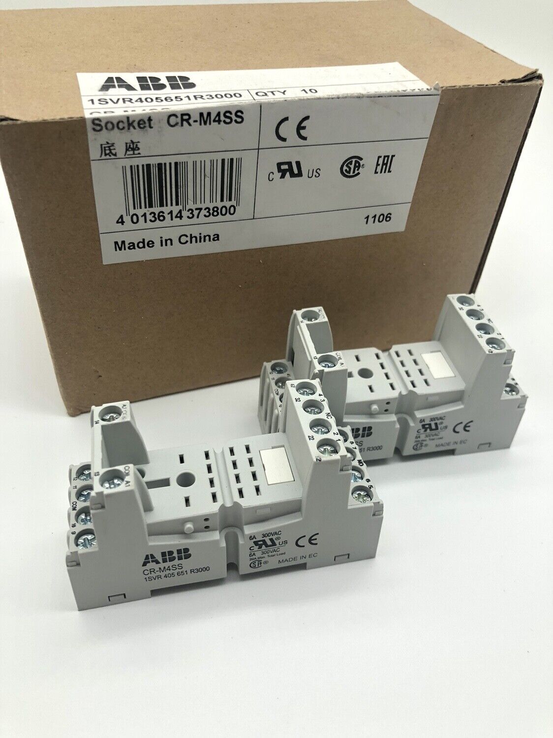 10PCS/1Box  ABB CR-M4SS CRM4SS Relay Bases In Box