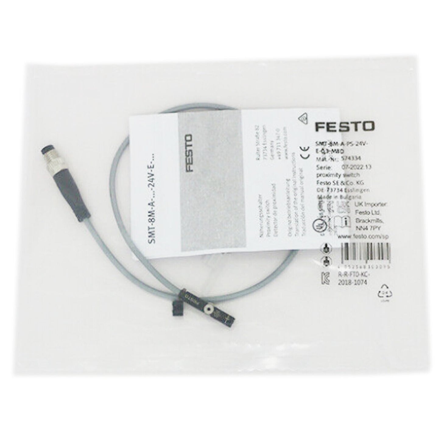new FESTO SMT-8M-A-PS-24V-E-0,3-M8D 574334 Proximity Sensor - FESTO
