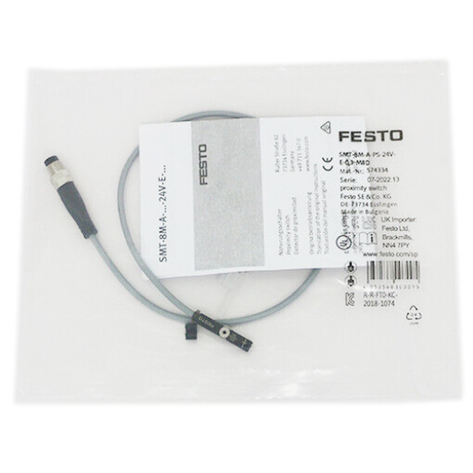 new FESTO SMT-8M-A-PS-24V-E-0,3-M8D 574334 Proximity Sensor - FESTO
