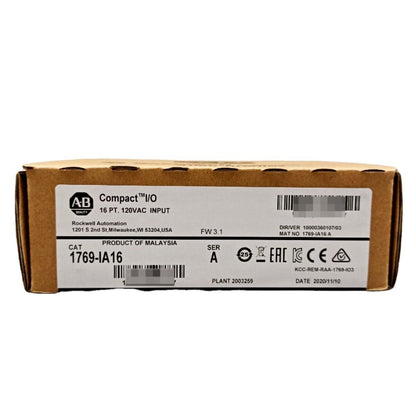 Factory Sealed AB 1769-IA16 CompactLogix 16 Pt 120VAC Module New in Box - COMPACTLOGIX