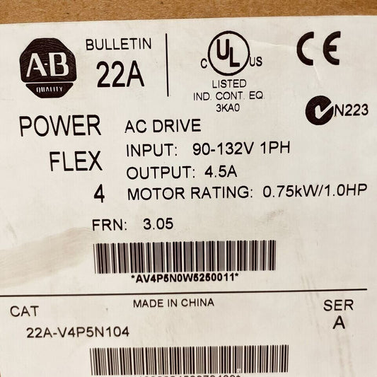 Allen-Bradley 22A-V4P5N104 AC Drive - ALLEN-BRADLEY