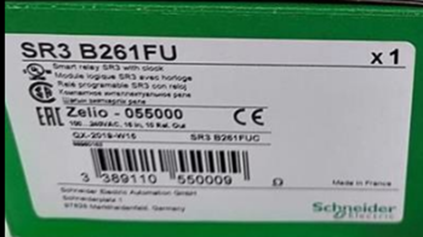 new  Schneider SR3B261FU Relay Electric Extendable Modular PLC