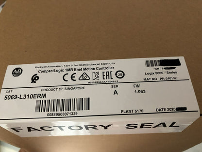 New Sealed AB 5069-L310ERM CompactLogix 5380 Controller 1MB 5069-L310ERM Controller - SEALED AB
