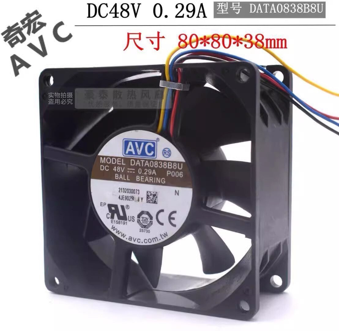 AVC DATA0838B8U P0 8038 DC48V 0.29A 4-wire PWM ball bearing silent cooling fan