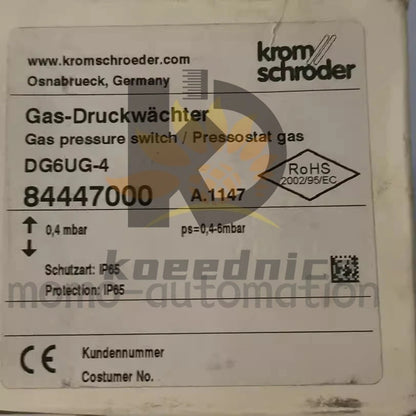 1pcs Krom Schroder Pressure Switch DG6UG-4
