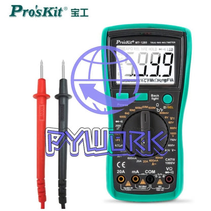 Pro'skit MT-1280 Multimeter Digital Display Capacitance Meter 3 5/6 Anti-burning