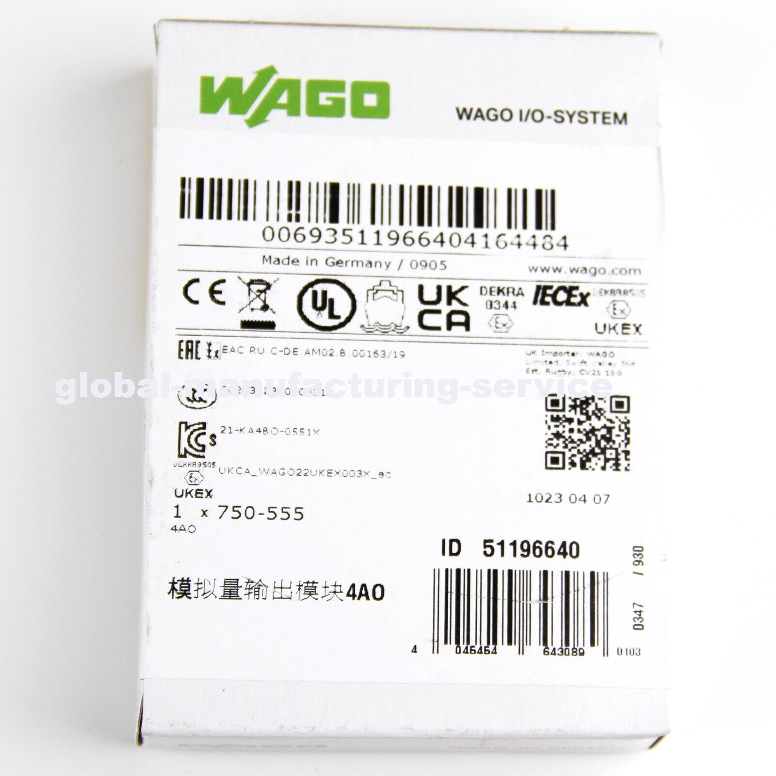 new WAGO 750-555 4 Channel analog output module WAGO