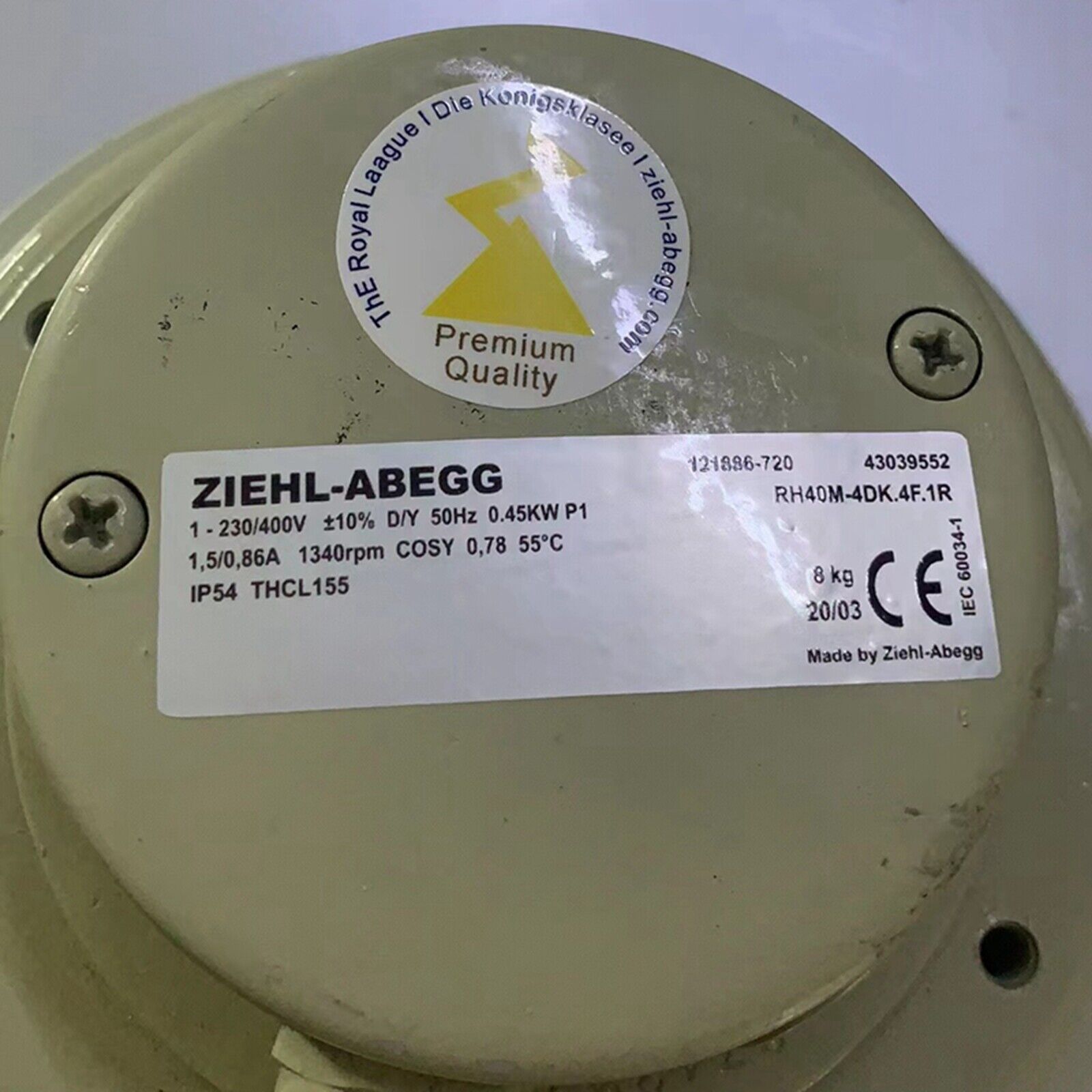 ZIEHL-ABEGG RH40M-4DK.4F.1R Centrifugal Fan - ZIEHL-ABEGG
