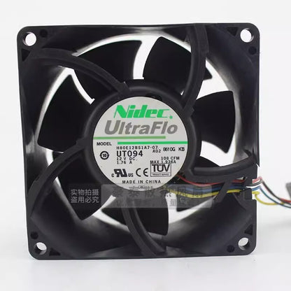 Nidec H80E12BS1A7-07 8038 DC12V 1.76A 4-Wire Silent Cooling Fan