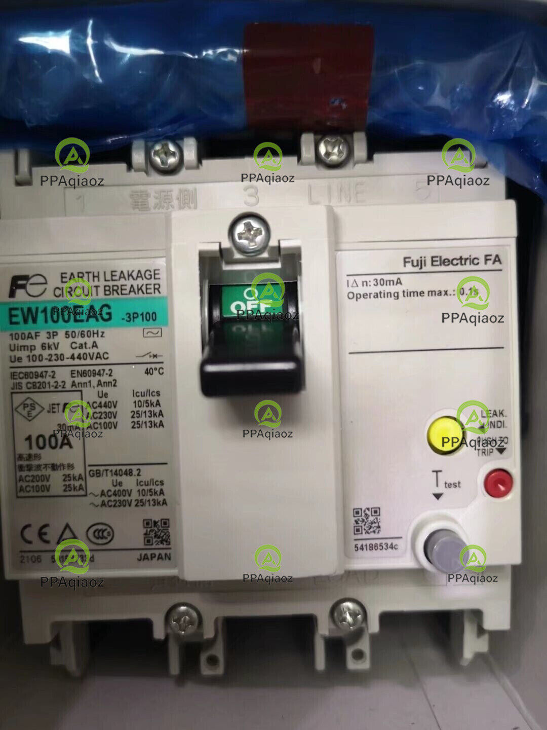Model: EW100EAG-3P100B 440VAC, 3Pole 100A Magnetic Circuit Breaker - FUJI