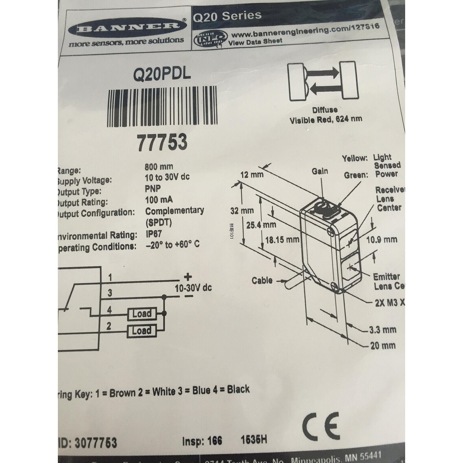 new 1PC  BANNER photoelectric switch sensor Q20PDL fast Ship