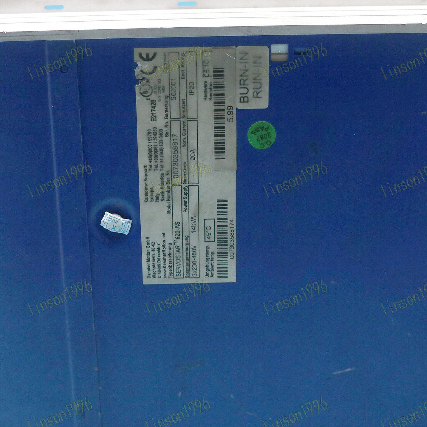 Used ONE S62001 for Kollmorgen 620-AS SERVOSTAR Servo Drive Tested Good - KOLLMORGEN