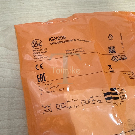 ! IFM IGS208 Inductive Proximity Sensor IGKC008BASKG/M/US-104-DRS/2LED