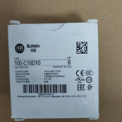 Allen-Bradley 100-C16D10 16 AMP 120VAC COIL IEC Contactor New Factory Sealed - 120VAC Contactor 16 AMP 100-C16D10 - ALLEN-BRADLEY