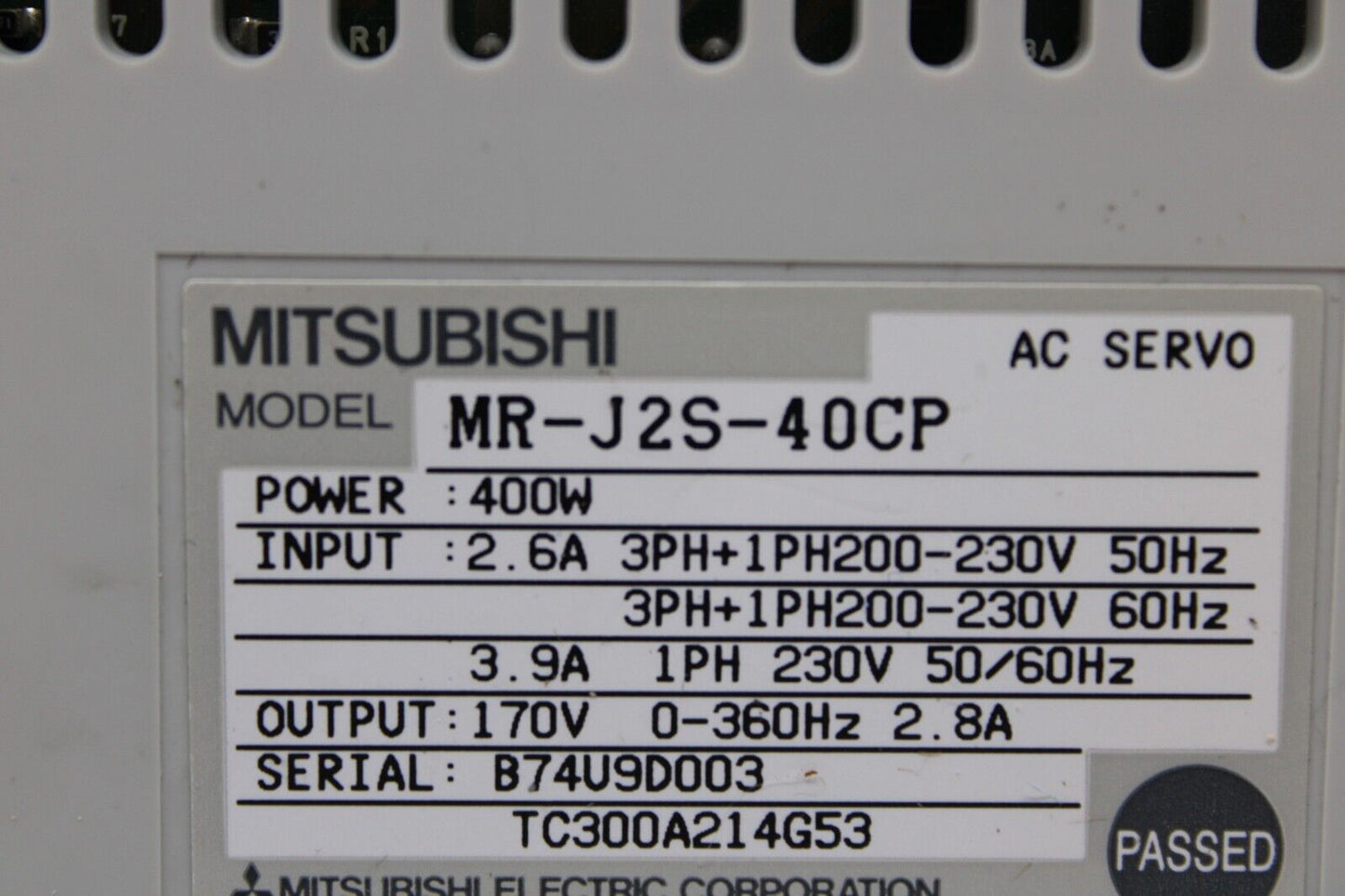 used Mitsubishi MR-J2S-40CP Servo Drive - MITSUBISHI
