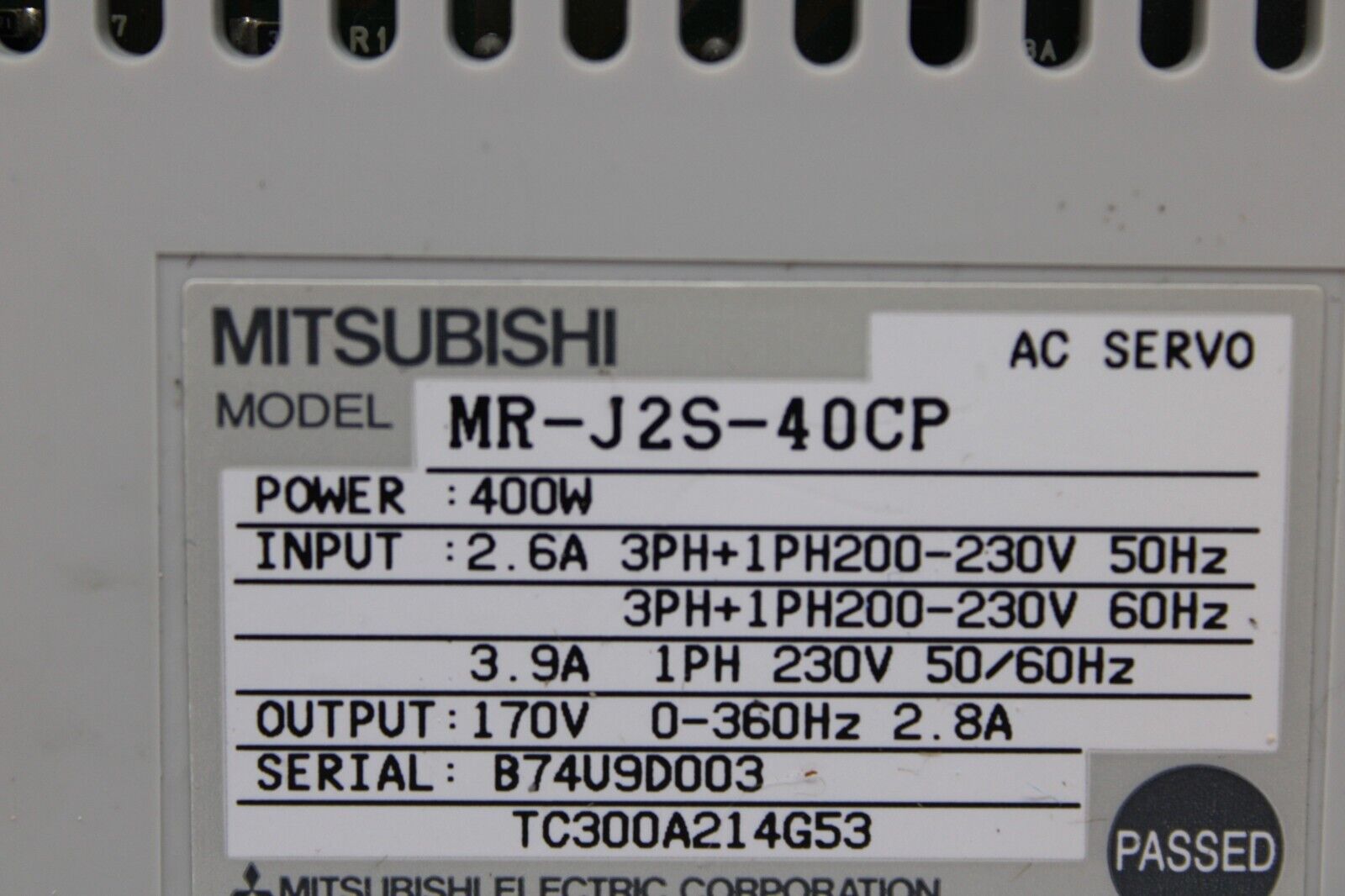used Mitsubishi MR-J2S-40CP Servo Drive - MITSUBISHI