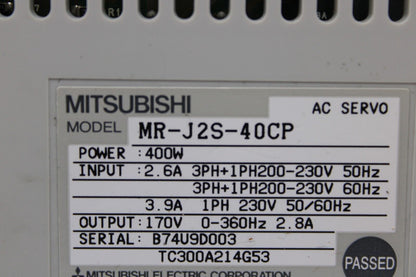 used Mitsubishi MR-J2S-40CP Servo Drive - MITSUBISHI