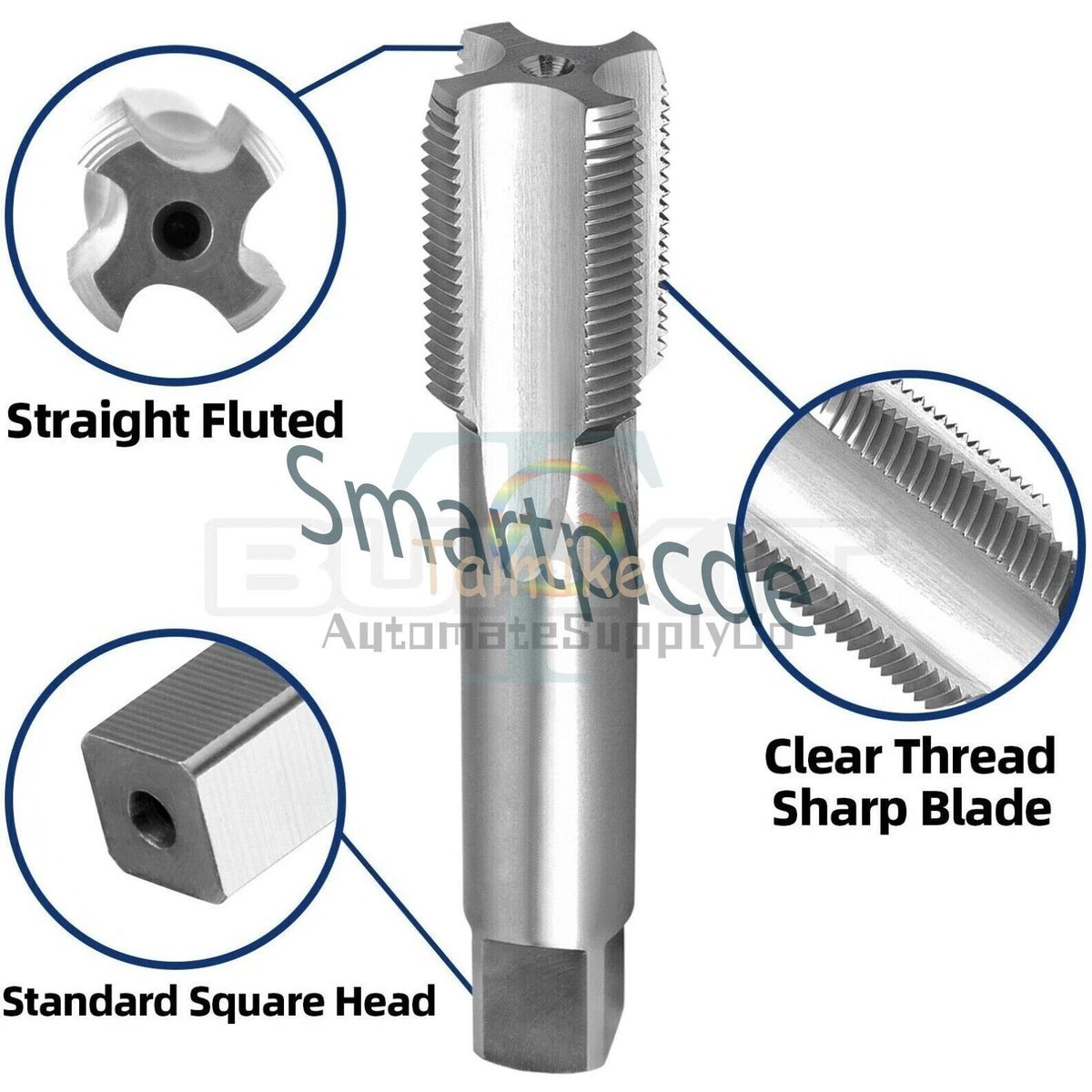1 1/4"-16 UN Thread Tap Right Hand, HSS 1-1/4 x 16 UN Straight Fluted Tap