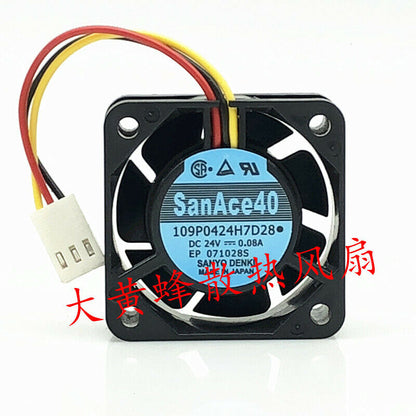new 1pcs SANYO 109P0424H7D28 24V 0.08A 40*40*15 3 wire fan