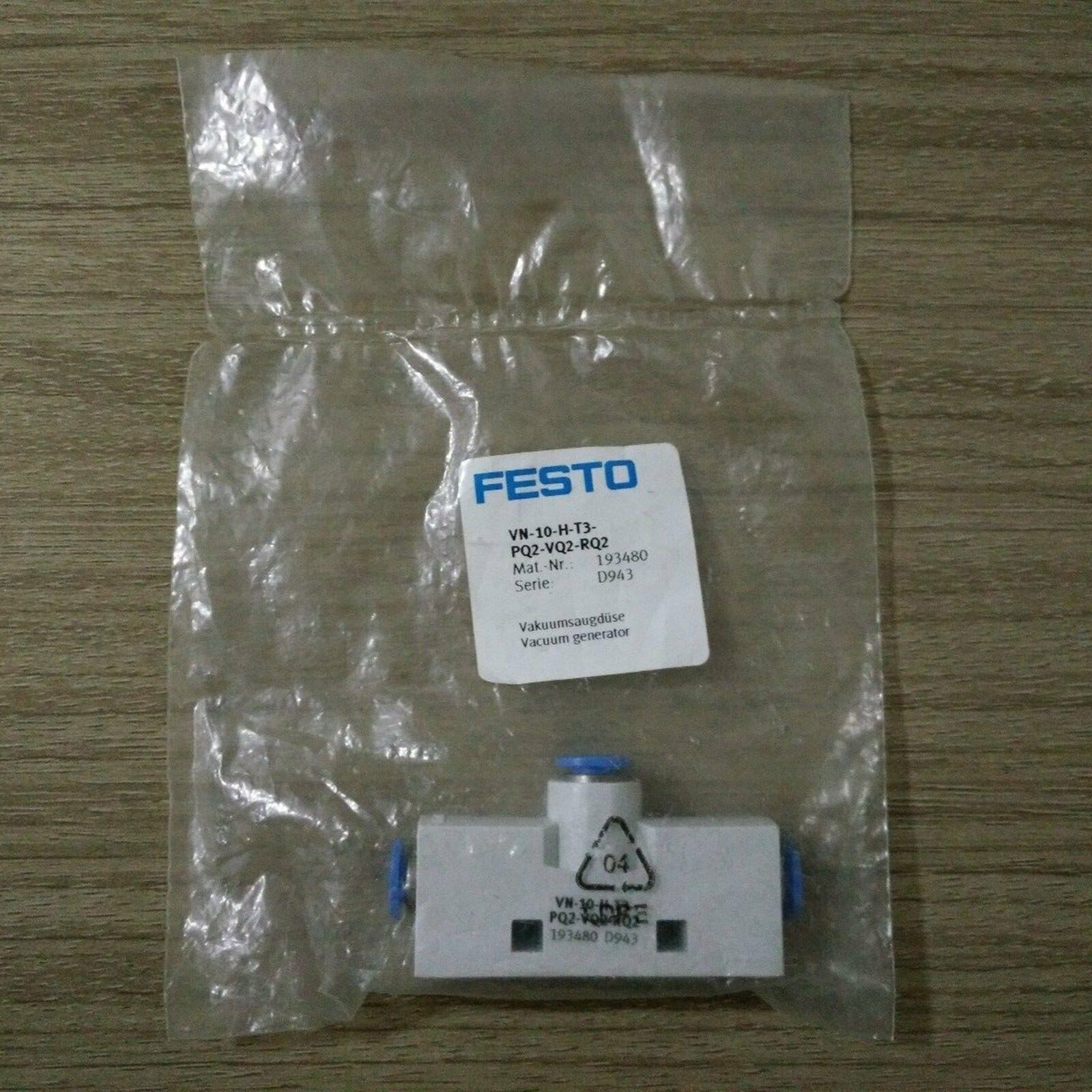 FESTO 193480 Gas Connector VN-10-H-T3-PQ2-VQ2-RQ2 - Fast Connection for Reliable Performance - FESTO