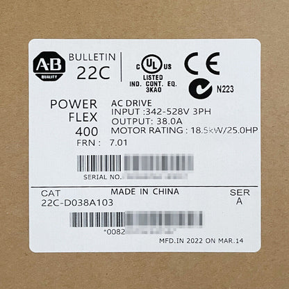 Allen-Bradley PowerFlex 400 AC Drive 22C-D038A103 - ALLEN-BRADLEY