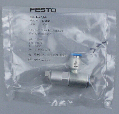 New 1PC FESTO Check Valve HGL-1/4-QS-8 530041 Fast - FESTO