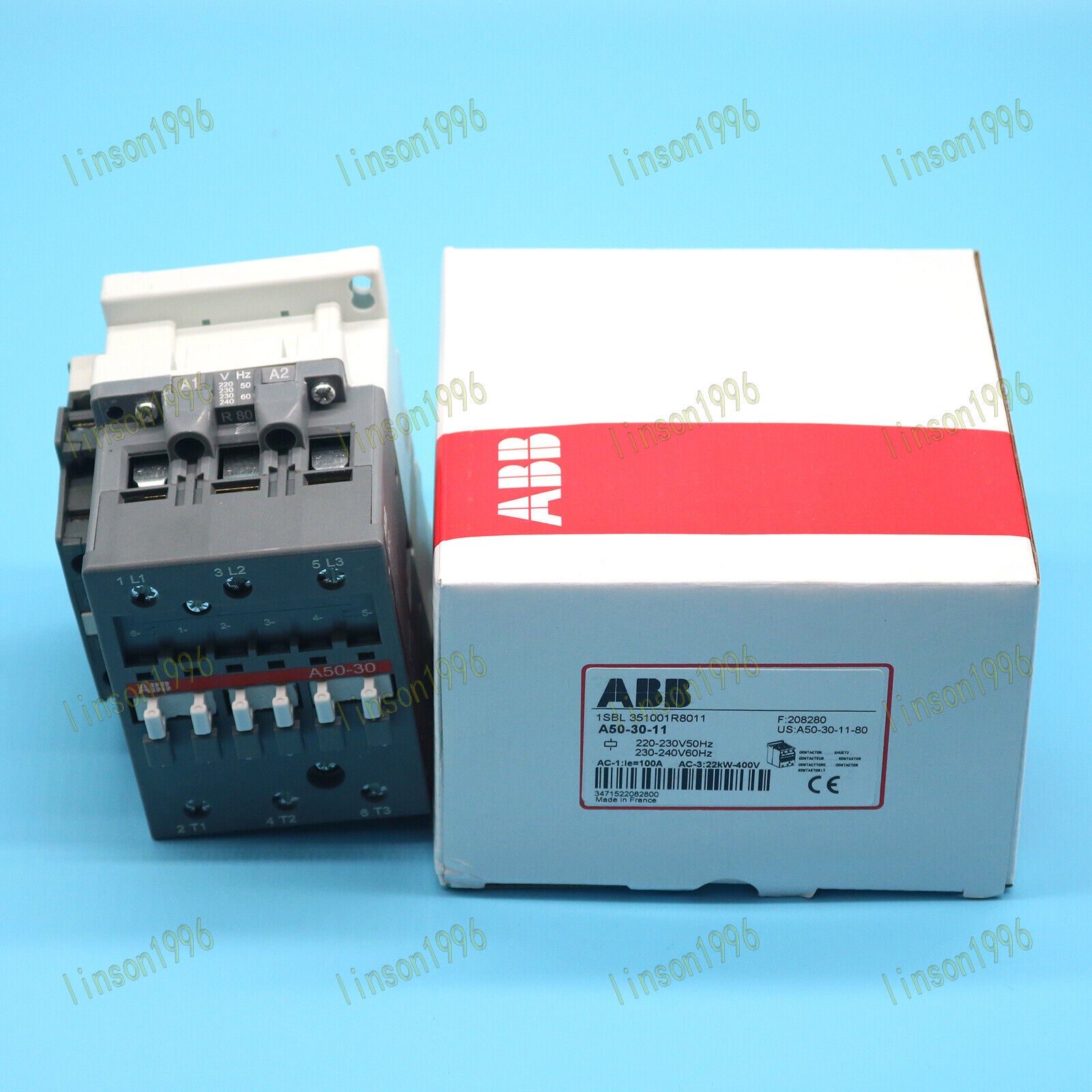 1-PC ABB Contactor A50-30-11 220-230V 50-60Hz Fast Delivery - ABB