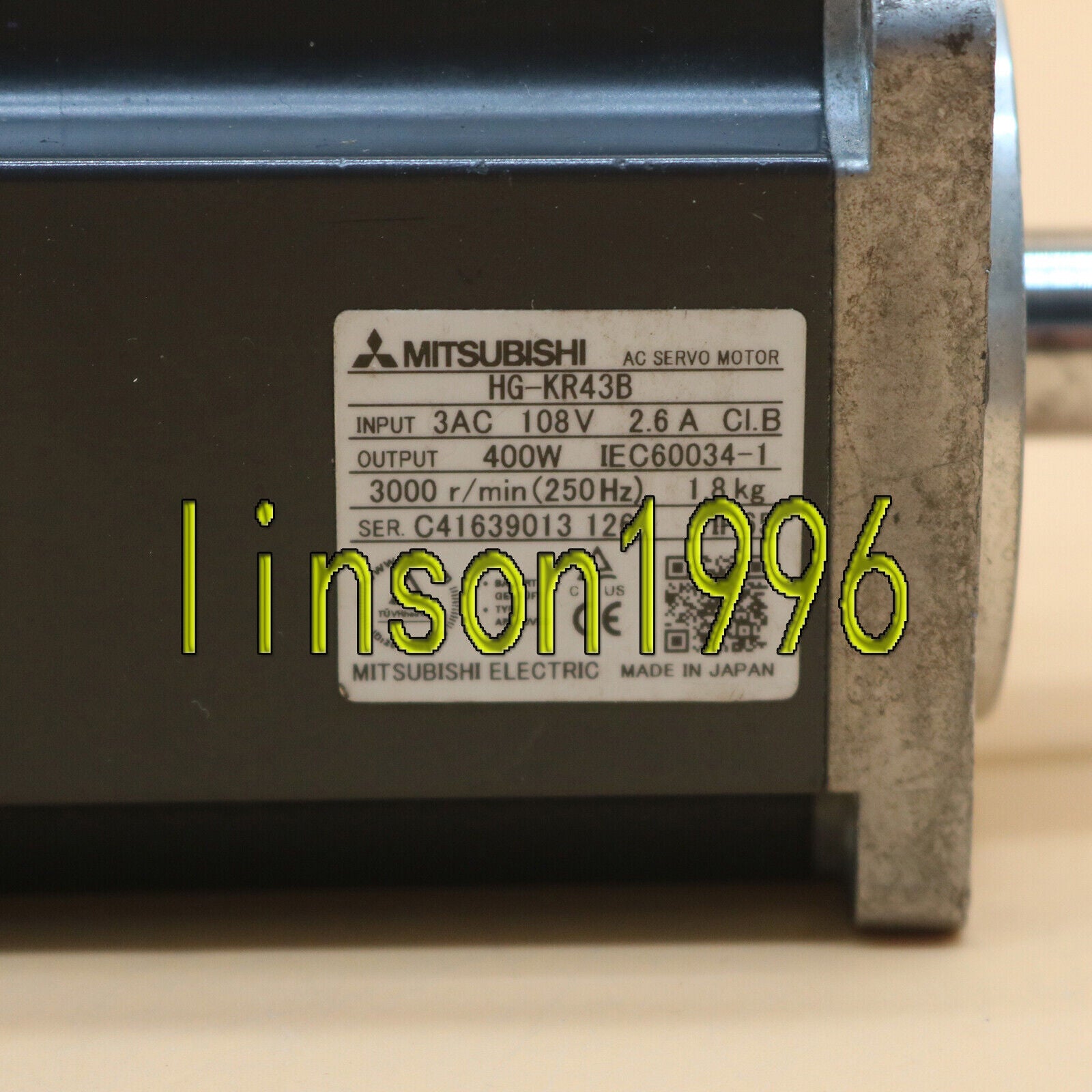 Used Mitsubishi HG-KR43B AC Servo Motor – Tested and Good - MITSUBISHI