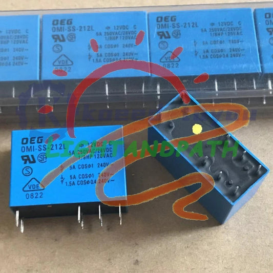 5Pcs OEG OMI-SS-212L 12VDC Power Relay 5A 250VAC 8 Pins