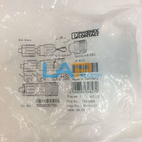 Phoenix Contact M12 5-Core Connector SACC-FS-5SC M SCO 1432583 - PHOENIX CONTACT