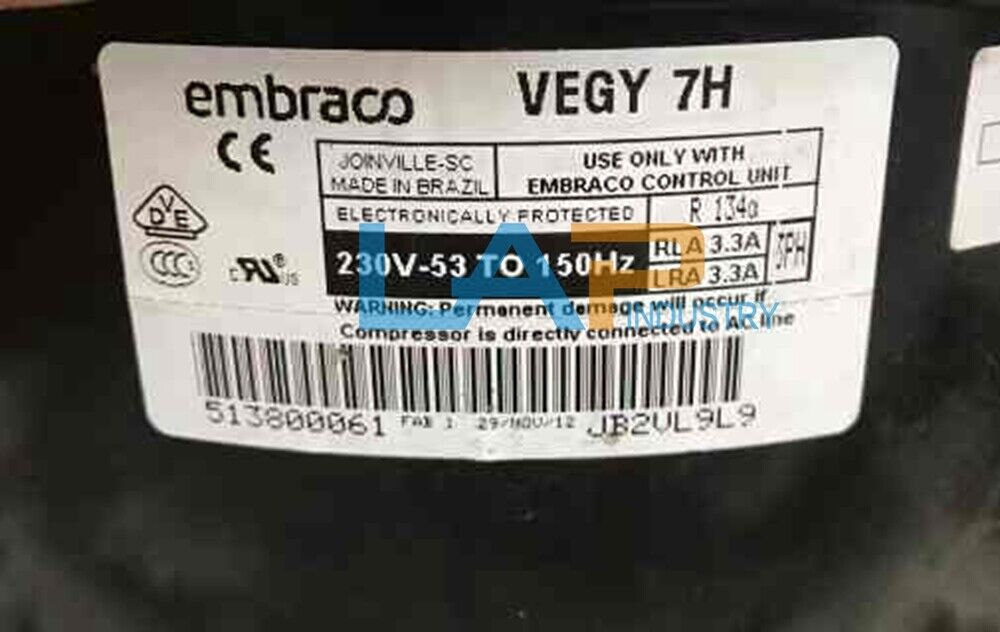Embraco VEGY 7H Inverter Compressor - 1PC New Unit - EMBRACO