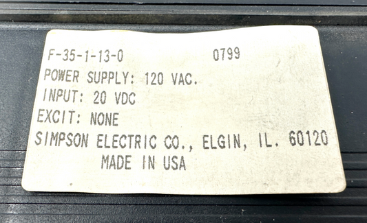 used Simpson F-35-1-13-0 Digital Panel Meter - SIMPSON