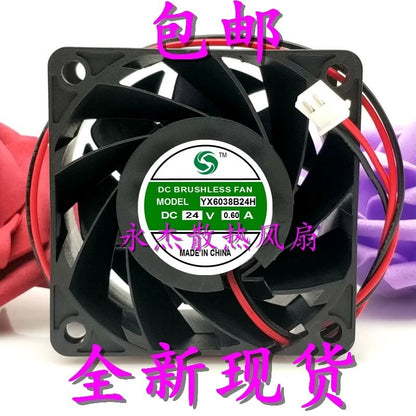 1PCS YX6038B24H 6038 DC24V 0.6A 6CM 2-Pin Inverter Cooling Fan