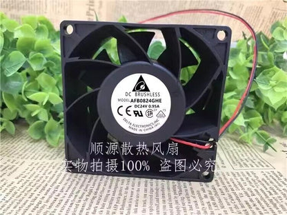 Delta AFB0824GHE 8038 DC24V 0.95A 8CM 2-Wire Dual Ball Inverter Cooling Fan