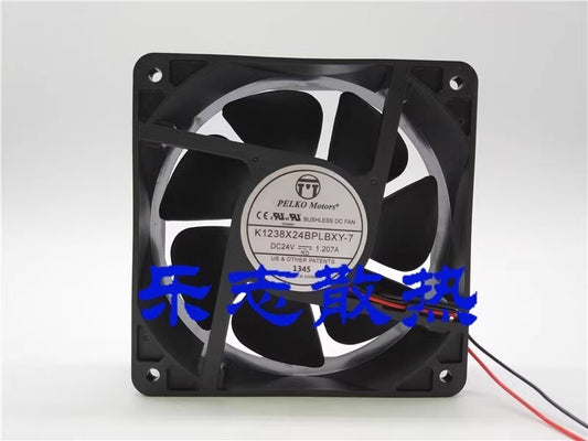PELKO Motors K1238X24BPLXY-7 DC24V 1.207A 12CM 2-Wire Inverter Cooling Fan