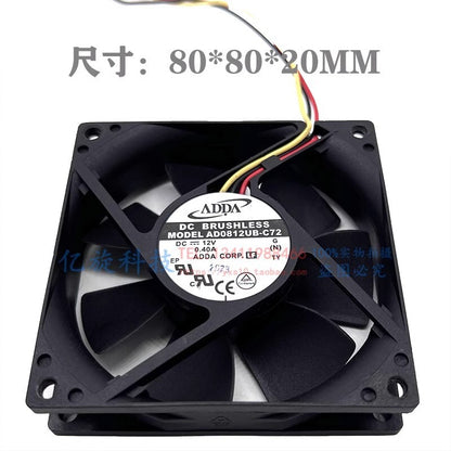 ADDA AD0812UB-C72 8020 DC12V 0.20A 8CM 3-Wire Dual Ball Cooling Fan