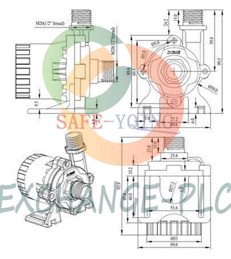 15m DC50E-24150A Heavy Duty Speed/ Power Adjustable 24VDC Brushless Water Pump