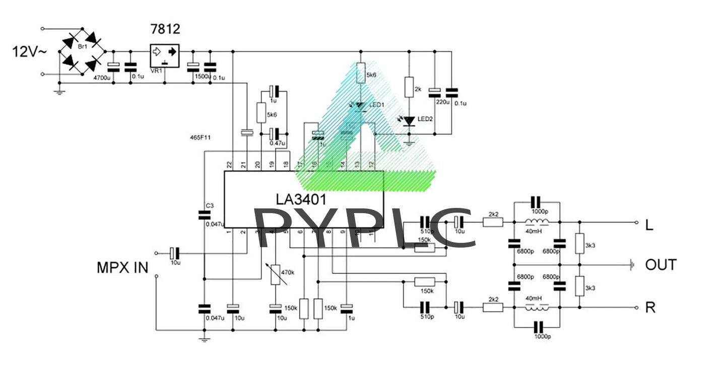 1PC 12V AC/DC 8.8*6CM LA3401 FM Stereo Decoder Board