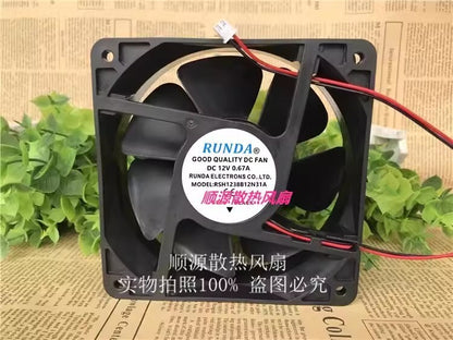 RUNDA RSH1238B12N31A 12038 DC12V 0.67A 12CM 2-Wire Cooling Fan