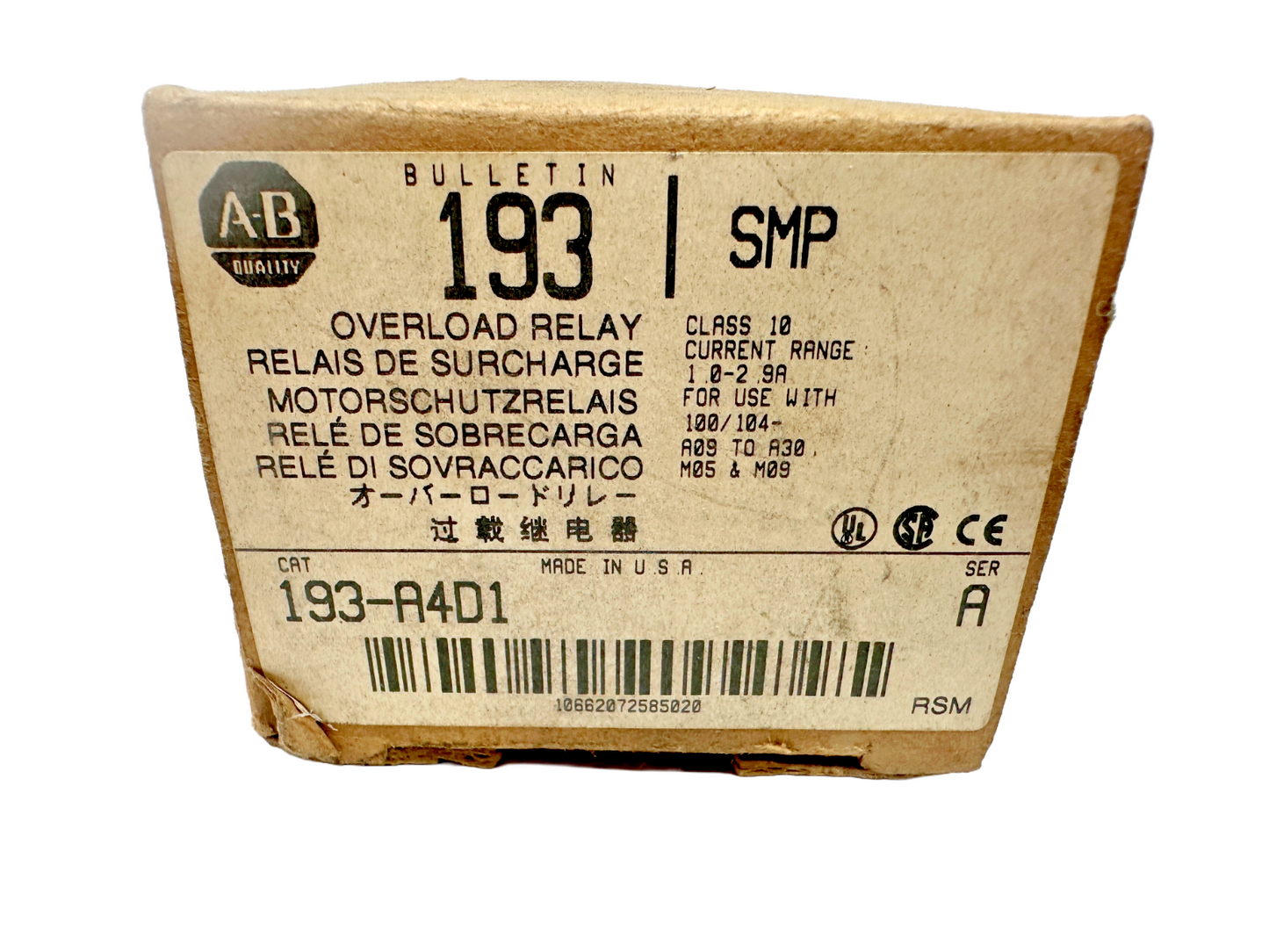 new Allen Bradley 193-A4D1 Overload Relay - ALLEN BRADLEY