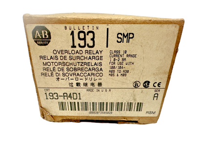 new Allen Bradley 193-A4D1 Overload Relay - ALLEN BRADLEY