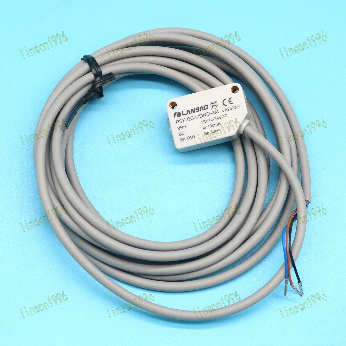 New LANBAO PSF-BC30DNO-3M Photoelectric Switch Sensor in a Box - LANBAO