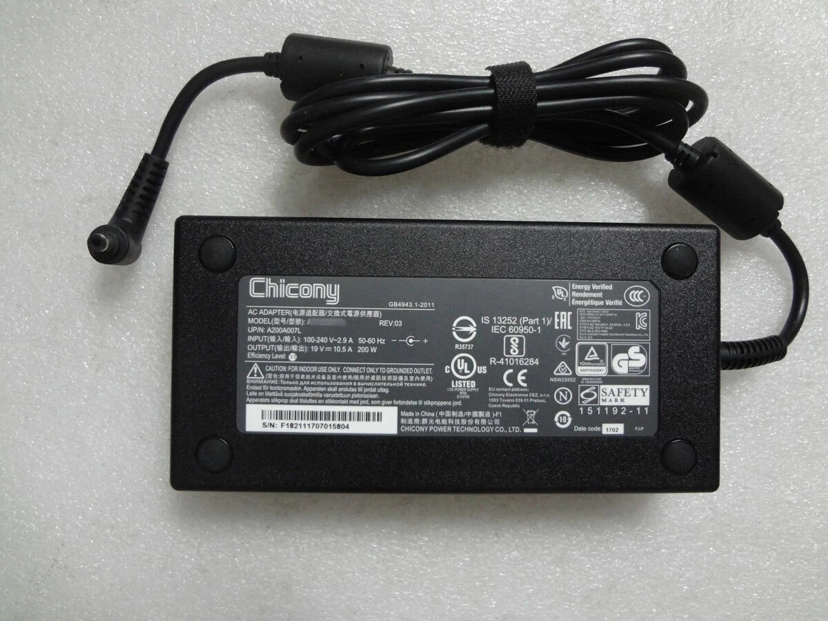 Chicony 19V10.5A 200W for Sager/Clevo P651SG/P150HM/P150EM/P150SM/NP8150
