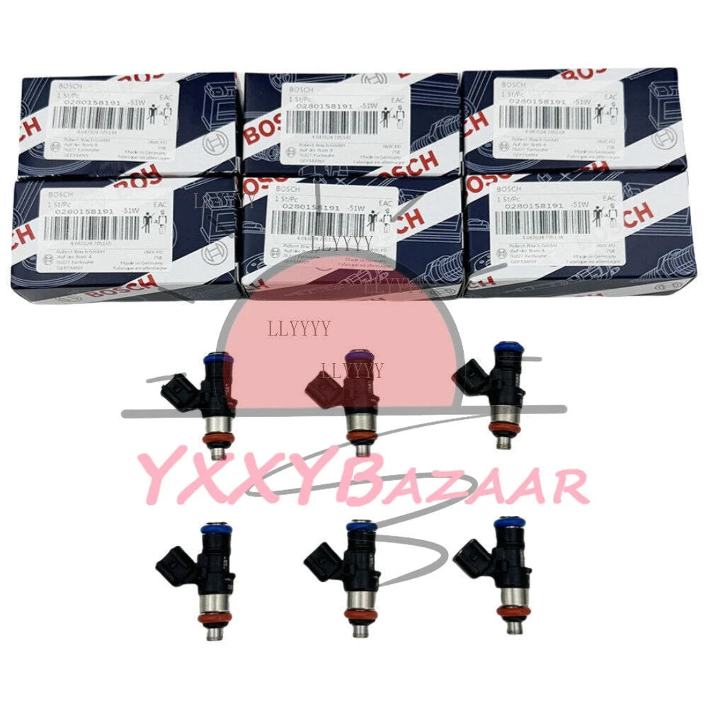 6Pcs 0280158191 Fuel Injectors Fits For Bosch Explorer 3.5L V6 2011-2017 ~