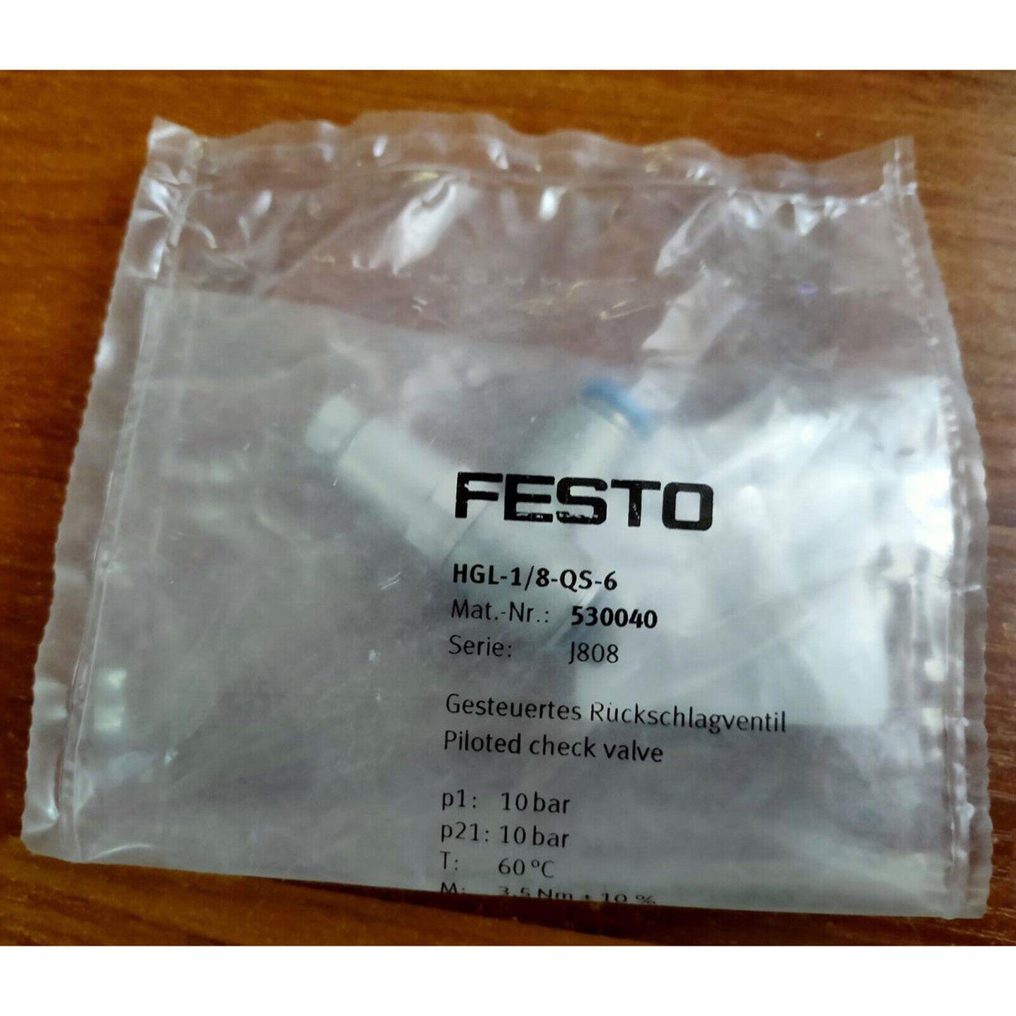 new FESTO HGL-1/8-QS-6 530040 1PC Check Valve HGL18QS6 - FESTO