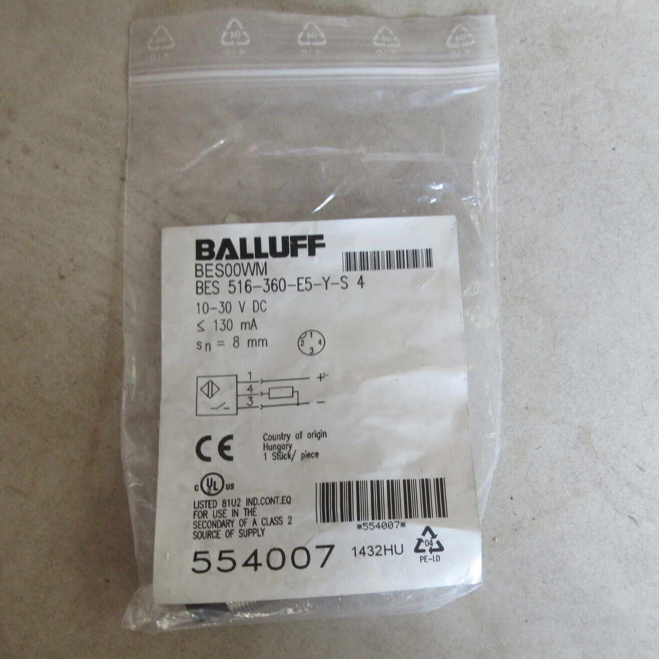 Balluff BES 516-360-E5-Y-S4 Proximity Sensor - BALLUFF