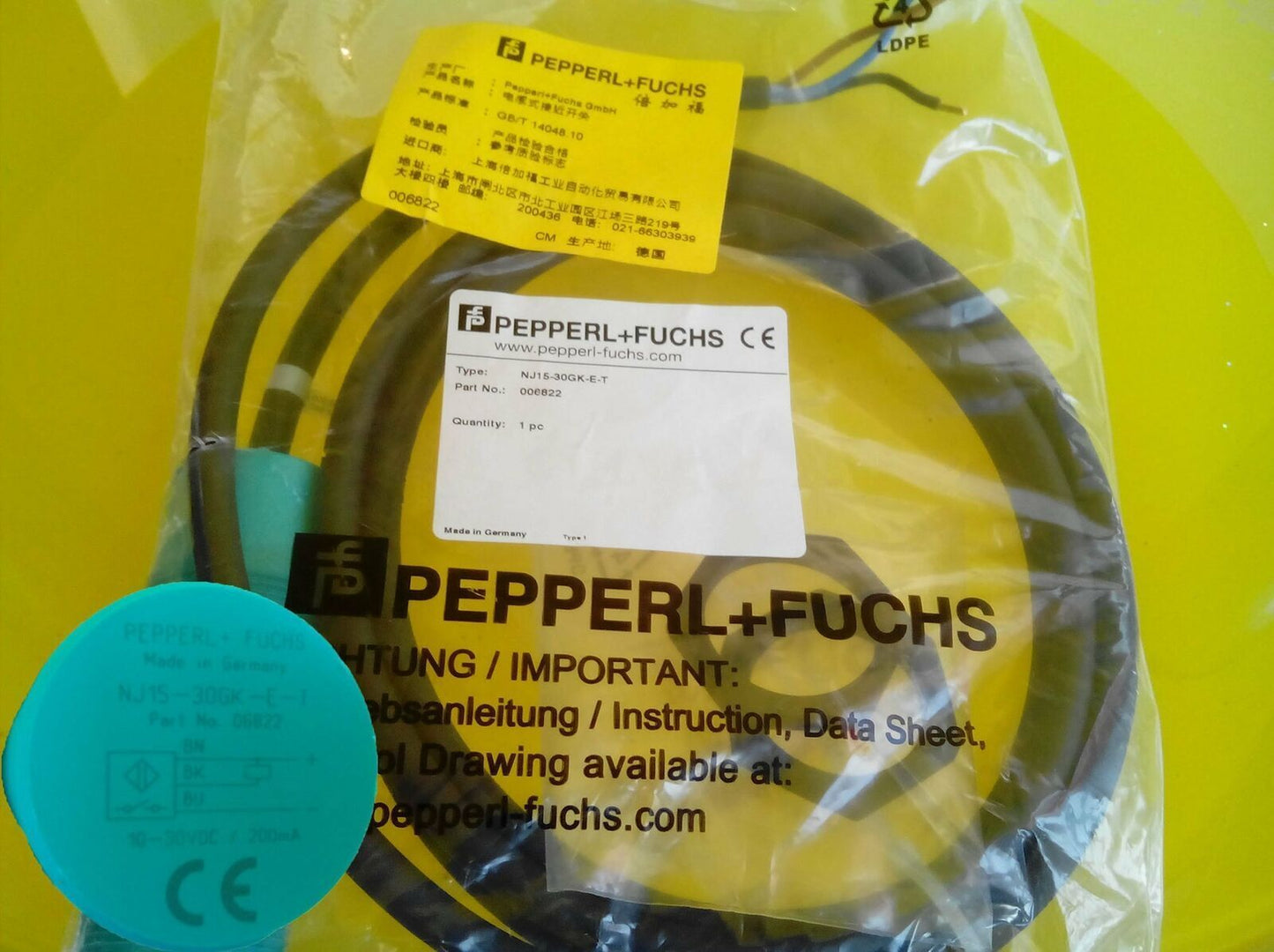 New Pepperl+Fuchs NJ15-30GK-E-T Proximity Switch Sensor - Distance Measurement Switch - PEPPERL+FUCHS