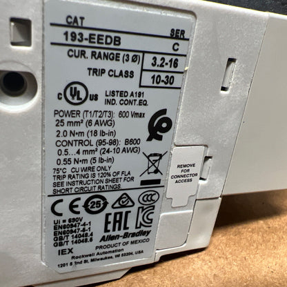 Allen Bradley 193-EEDB Series C Overload Relay 3.2-16A NC & NO Trip Class 10-30 - KOEED